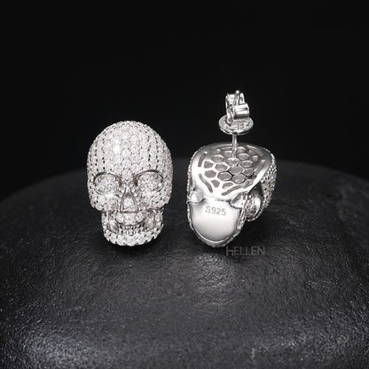 Exclusive Skull Head Men's Studs With Iced Out Moissanite