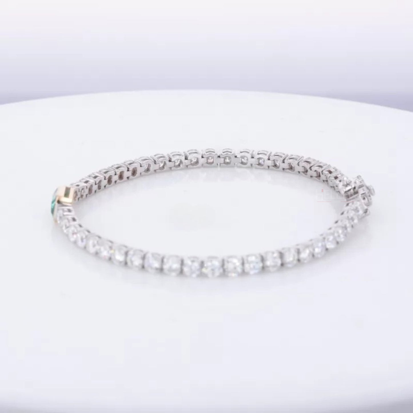 Trendy Round Cut Moissanite & Emerald Gemstone Tennis Bracelet