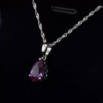 Pear Cut Purple Gemstone Solitaire Disco Chain Necklace