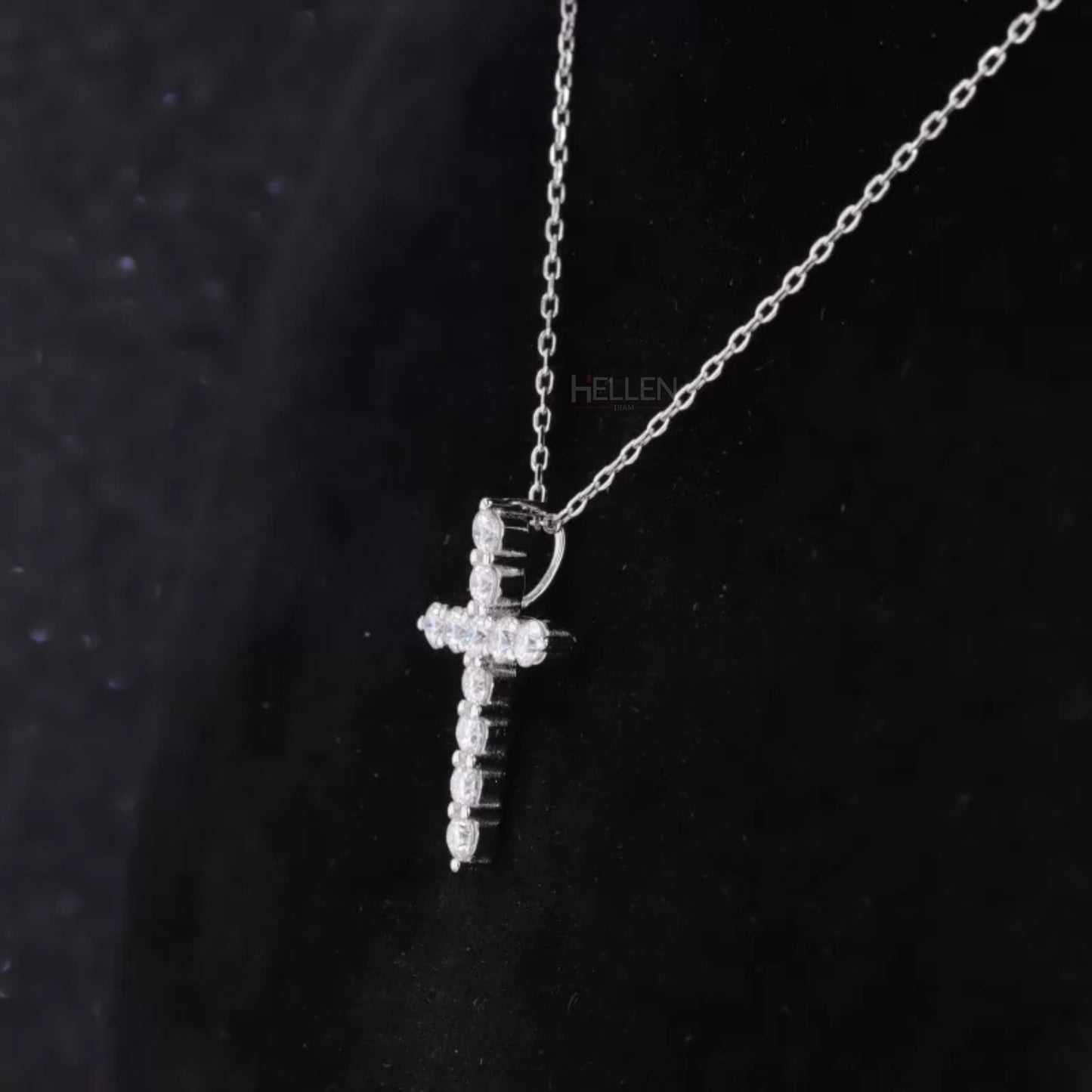 Cross Pendent Necklace With Round Cut Moissanite