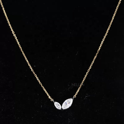2-stone necklace with marquise cut moissanite – “forever love” style with mirrored sparkle

