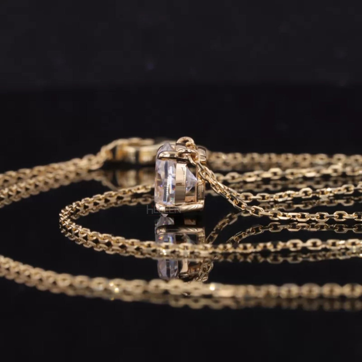 Oval Cut 4  Prong Dual Loop Solitaire Moissanite Necklace