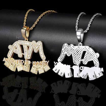 ATM Initials Logo Pendant With Iced Out Moissanites