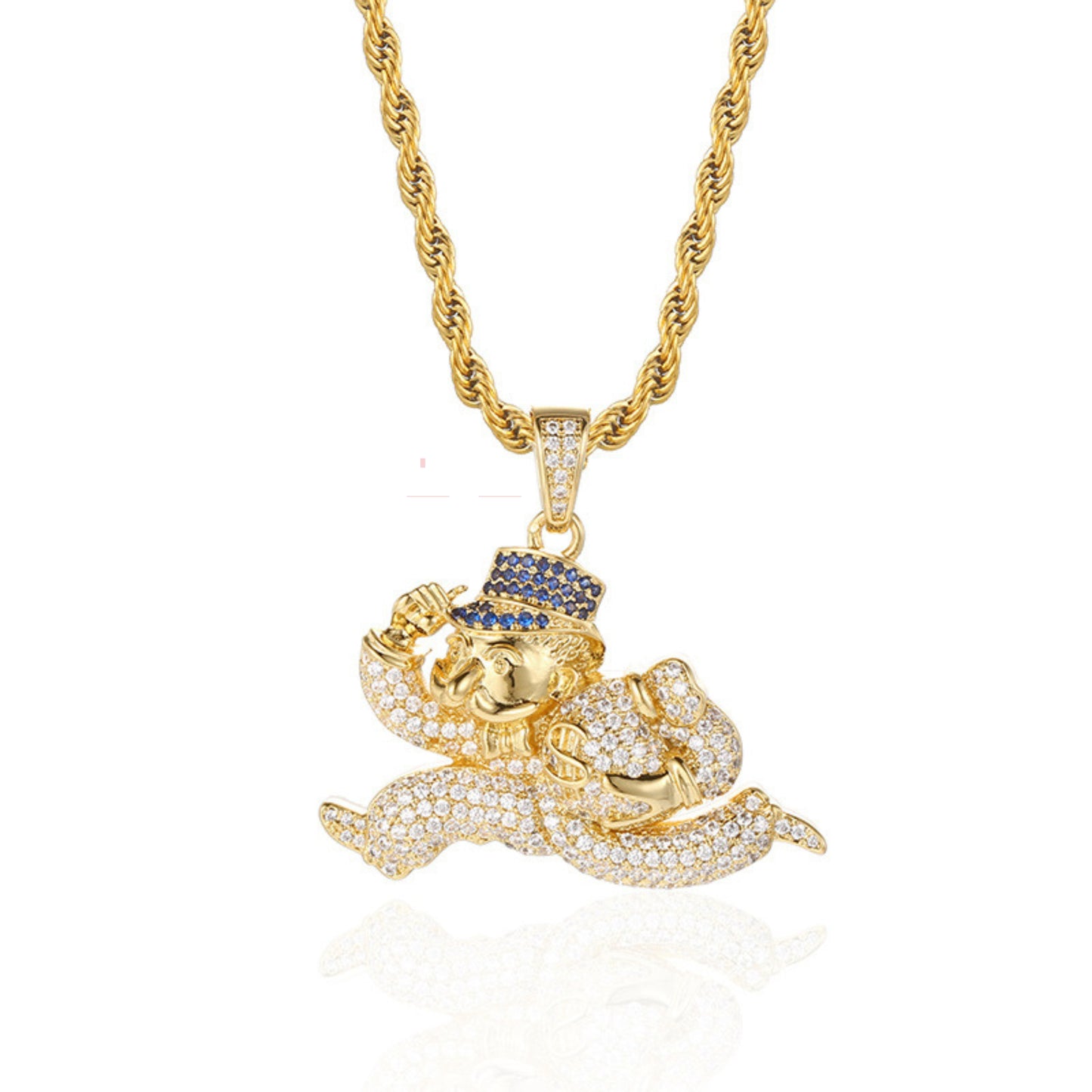 Monopoly Character Running Moissanite Pendent