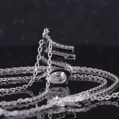 Unique Pendant Pear Cut Solitaire & Round Moissanite Necklace