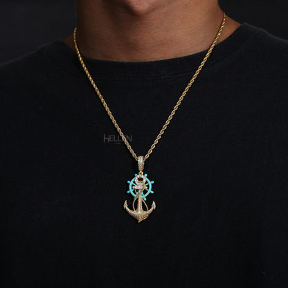 Glow In The Dark Ship Anchor And Wheel Pirates Pendant