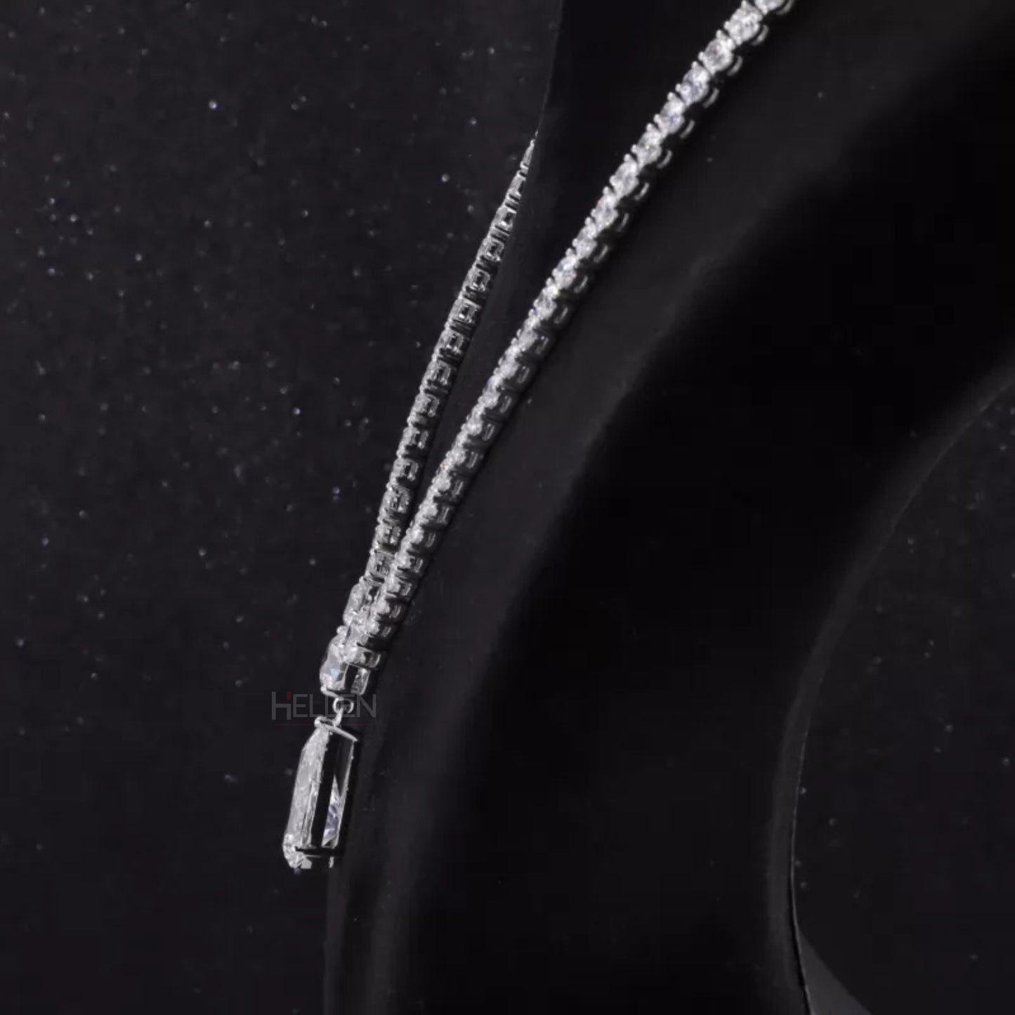 Solitaire Pear & Round Cut Moissanite Bridal Necklace