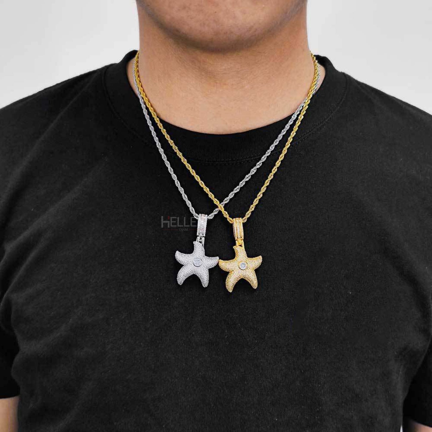 Star Fish Iced Streetwear Pendant With Moissanite
