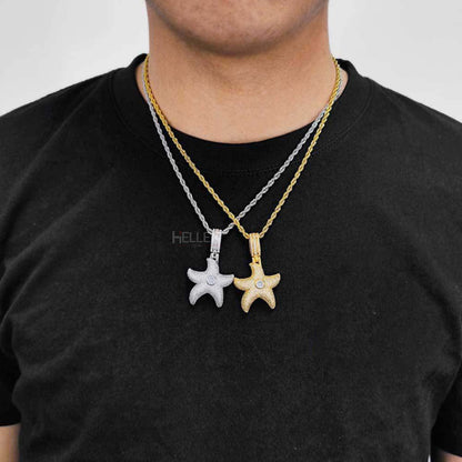 Star Fish Iced Streetwear Pendant With Moissanite