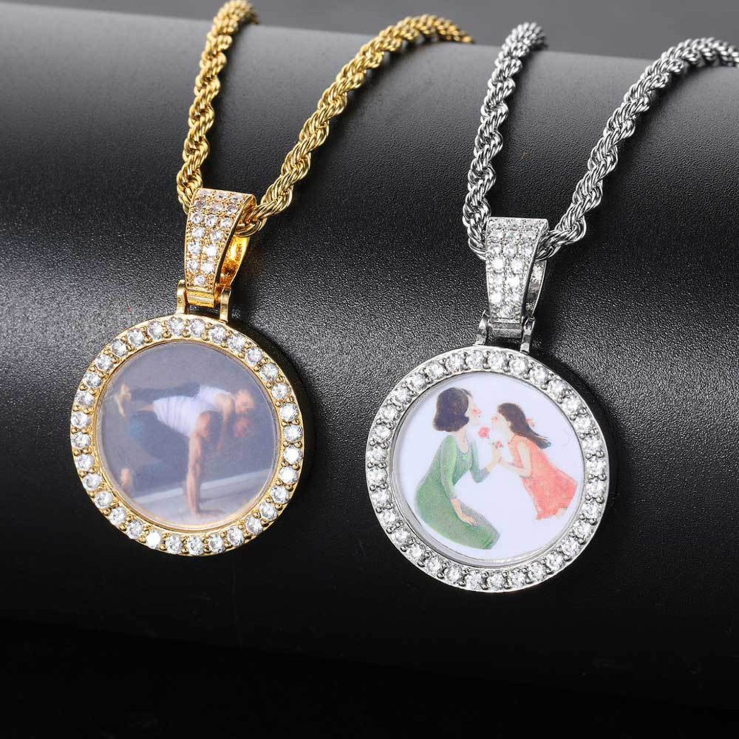Custom memory pendant with moissanite for loved ones – heartfelt hip-hop tribute jewelry for men

