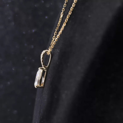 Fancy Pear Cut Drop Solitaire & Round Moissanite Necklace