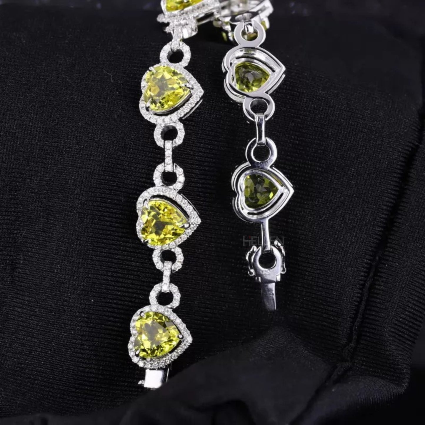 Heart Cut Yellow Gemstone Linking Bracelet with Moissanite