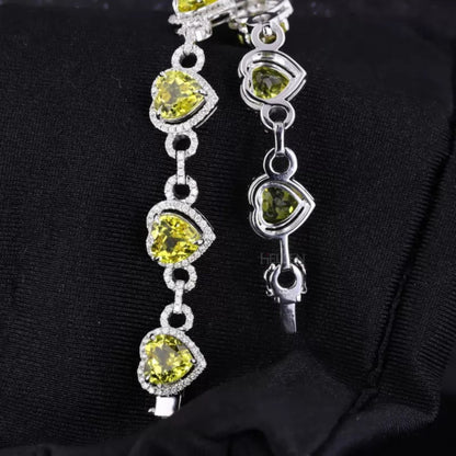Heart Cut Yellow Gemstone Linking Bracelet with Moissanite