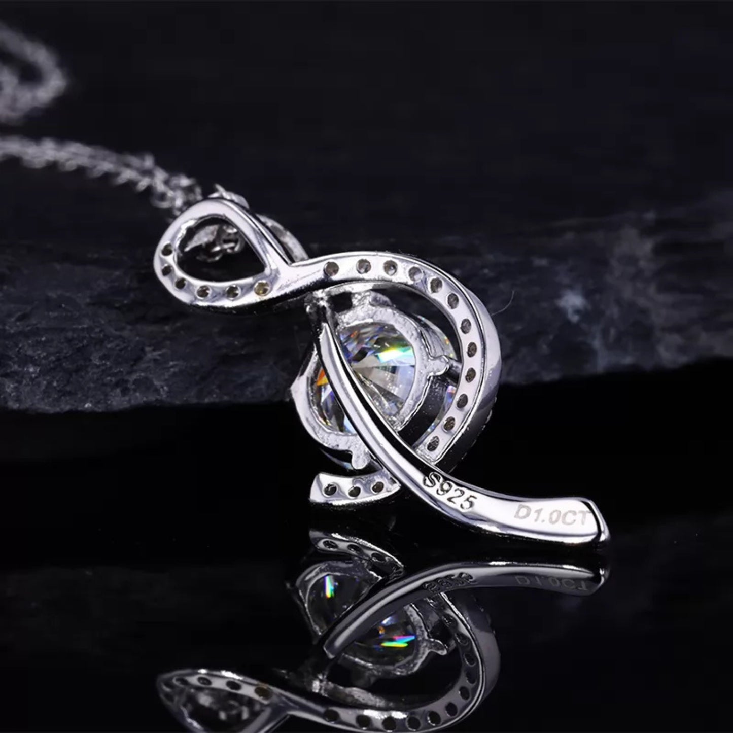 Round Cut Solitaire & Music Notes Moissanite Necklace
