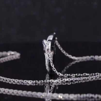 Infinity & Heart Moissanite & Blue Gemstone Necklace for Everyday