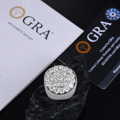 large Flower Shaped Round Cut Moissanite Hip Hop Ring