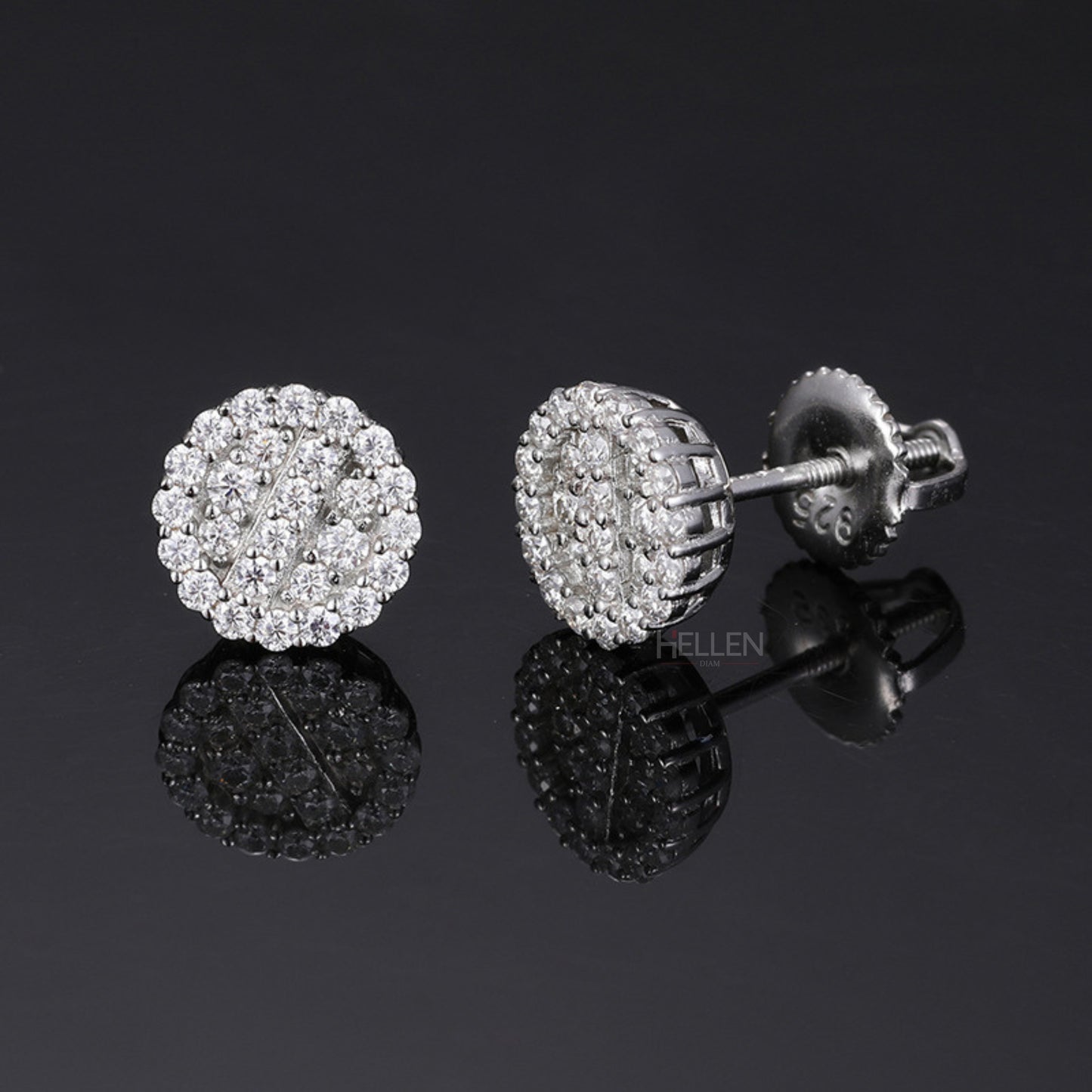 Iced Out Round Cut Moissanite Studs Earrings