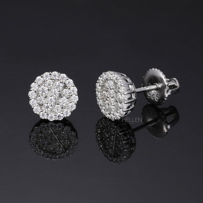 Iced Out Round Cut Moissanite Studs Earrings