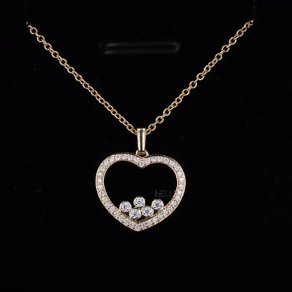 Round Cut Bezel Moissanite Heart Shape Bridesmaid Necklace