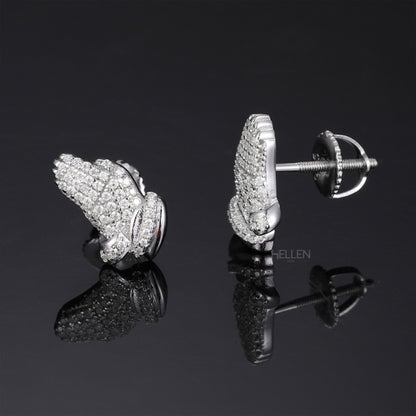 Iced Out Pray full Hands Earrings Studs - Hip Hop Jewelry