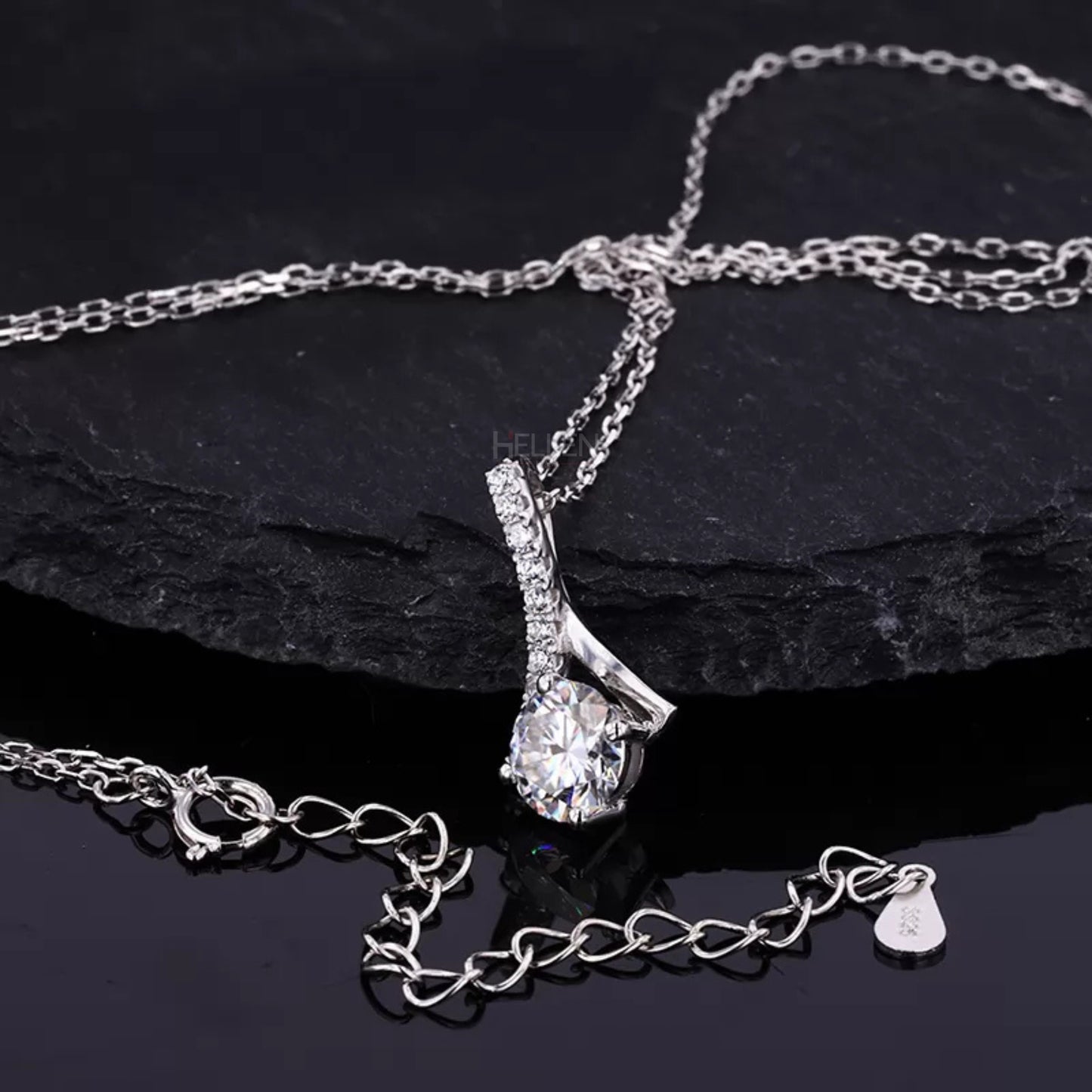Round Cut Solitaire Twisted Hoop Moissanite Necklace