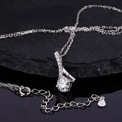 Round Cut Solitaire Twisted Hoop Moissanite Necklace