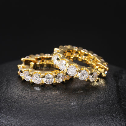 Eternity hoop earrings for men featuring round cut moissanite – luxury loop with urban vibe

