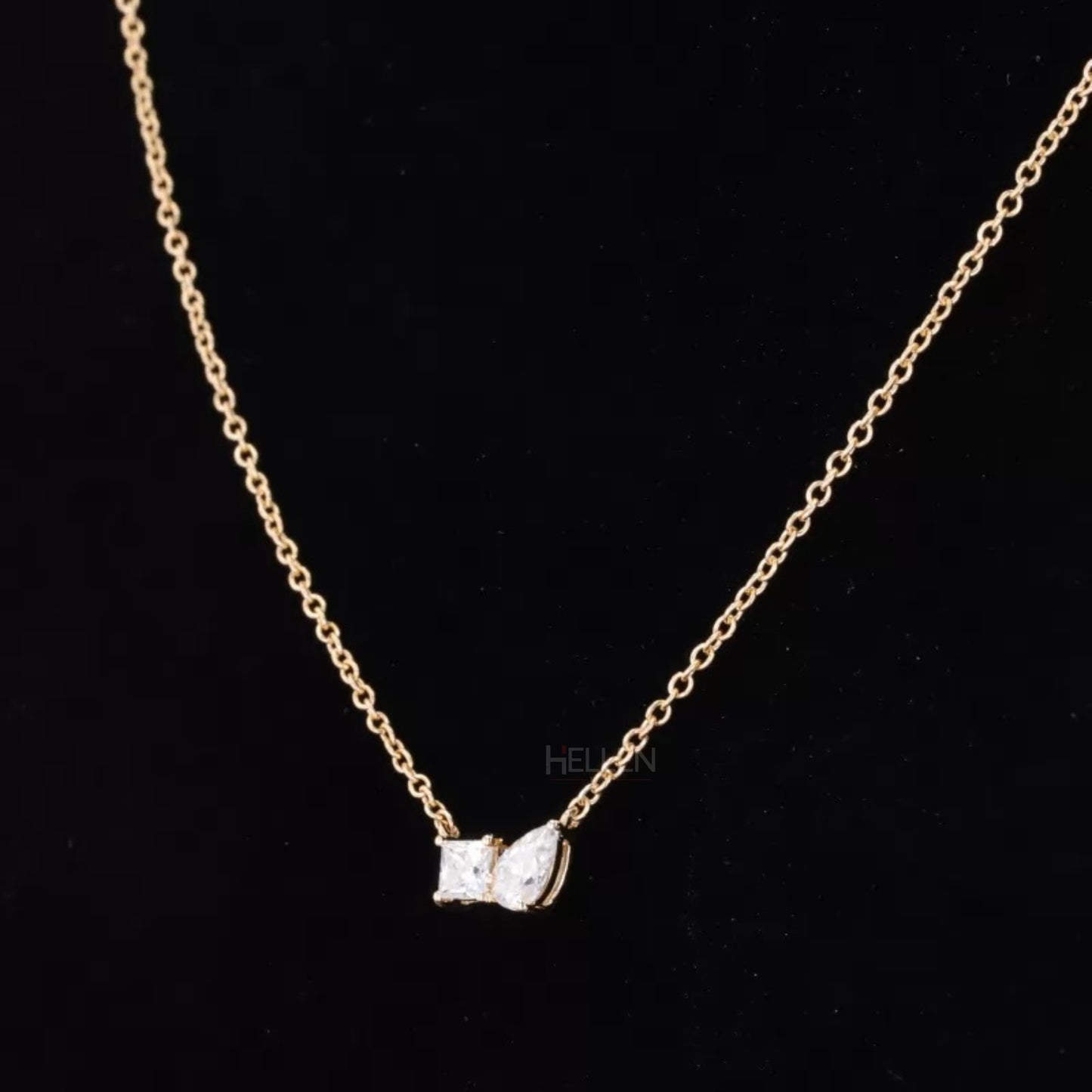 Toi Et Moi You & Me Princess & Pear Cut Moissanite Necklace