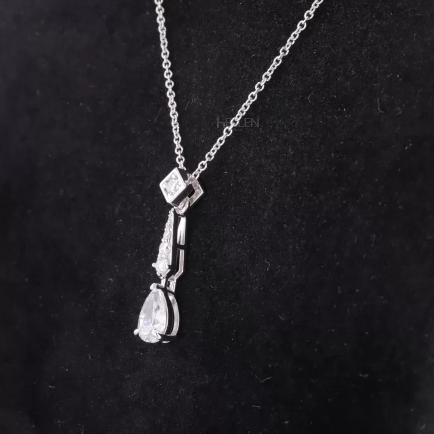 Water Drop Pear & Round Cut Moissanite Long Necklace
