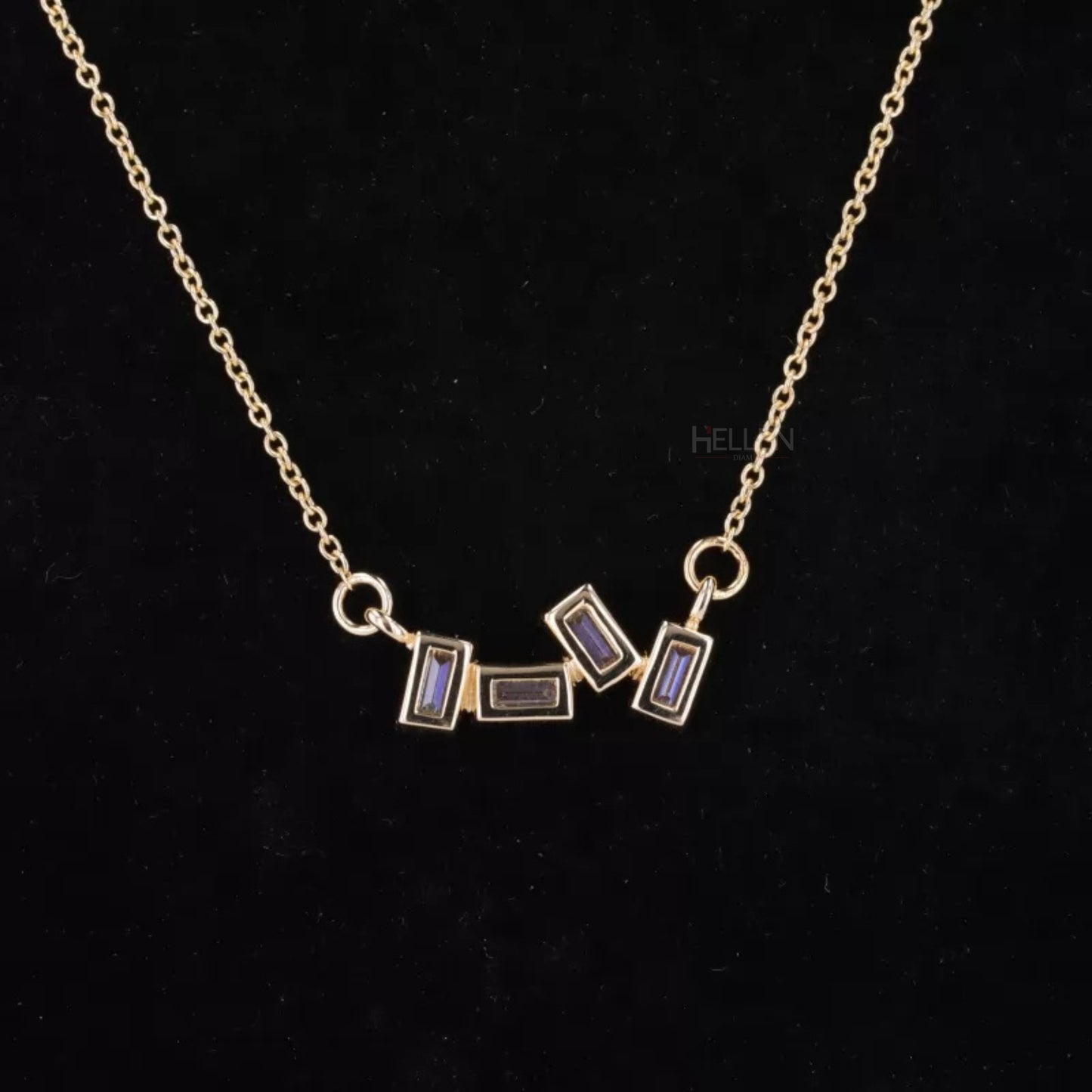 Emerald Cut Moissanite Un-even Setting Necklace