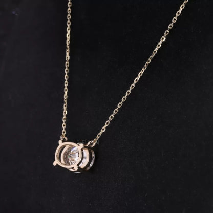 East To West Oval Cut Moissanite Solitaire Necklace