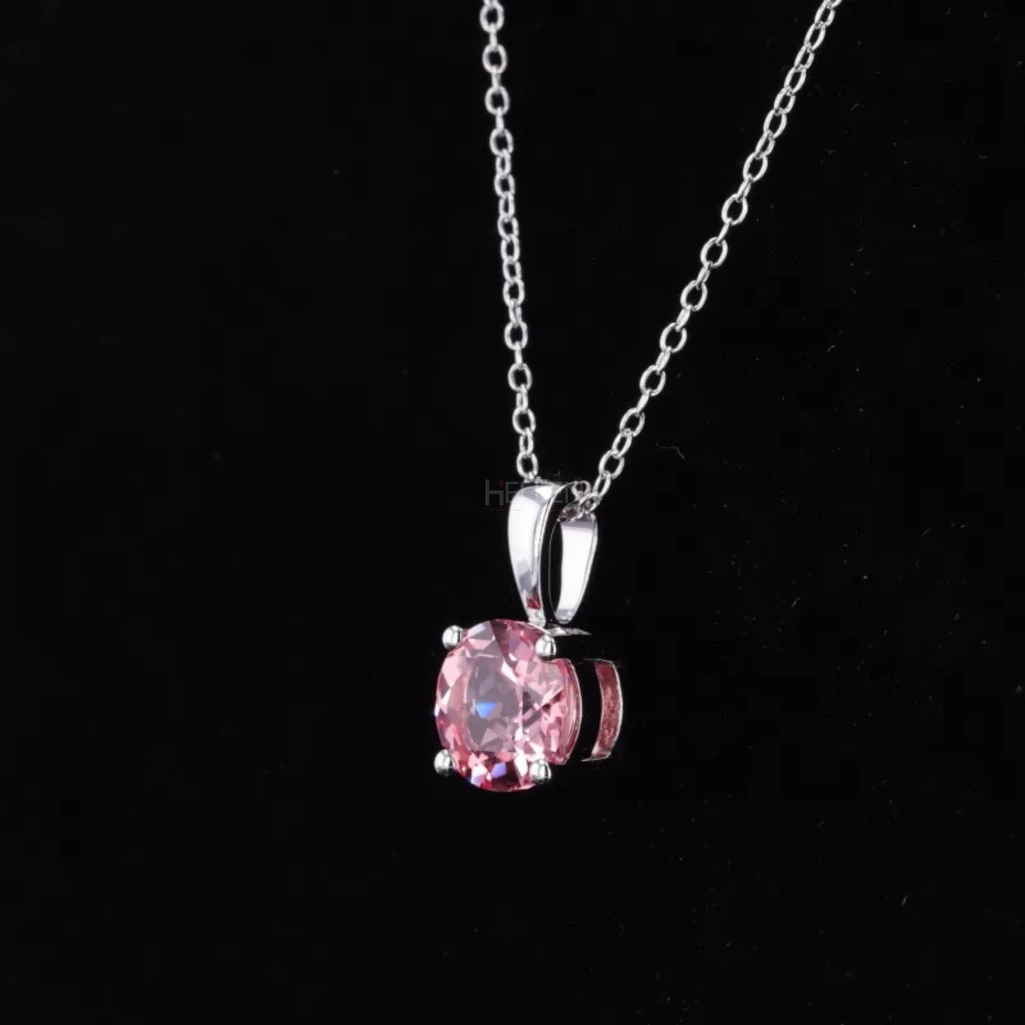 Round Cut Pink Sapphire Gemstone Solitaire Necklace