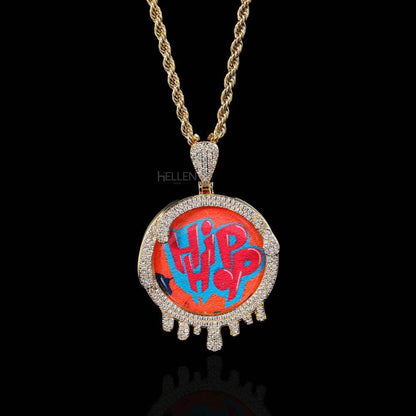 Personalized Melting and Drop Memory Pendent With Moissanite