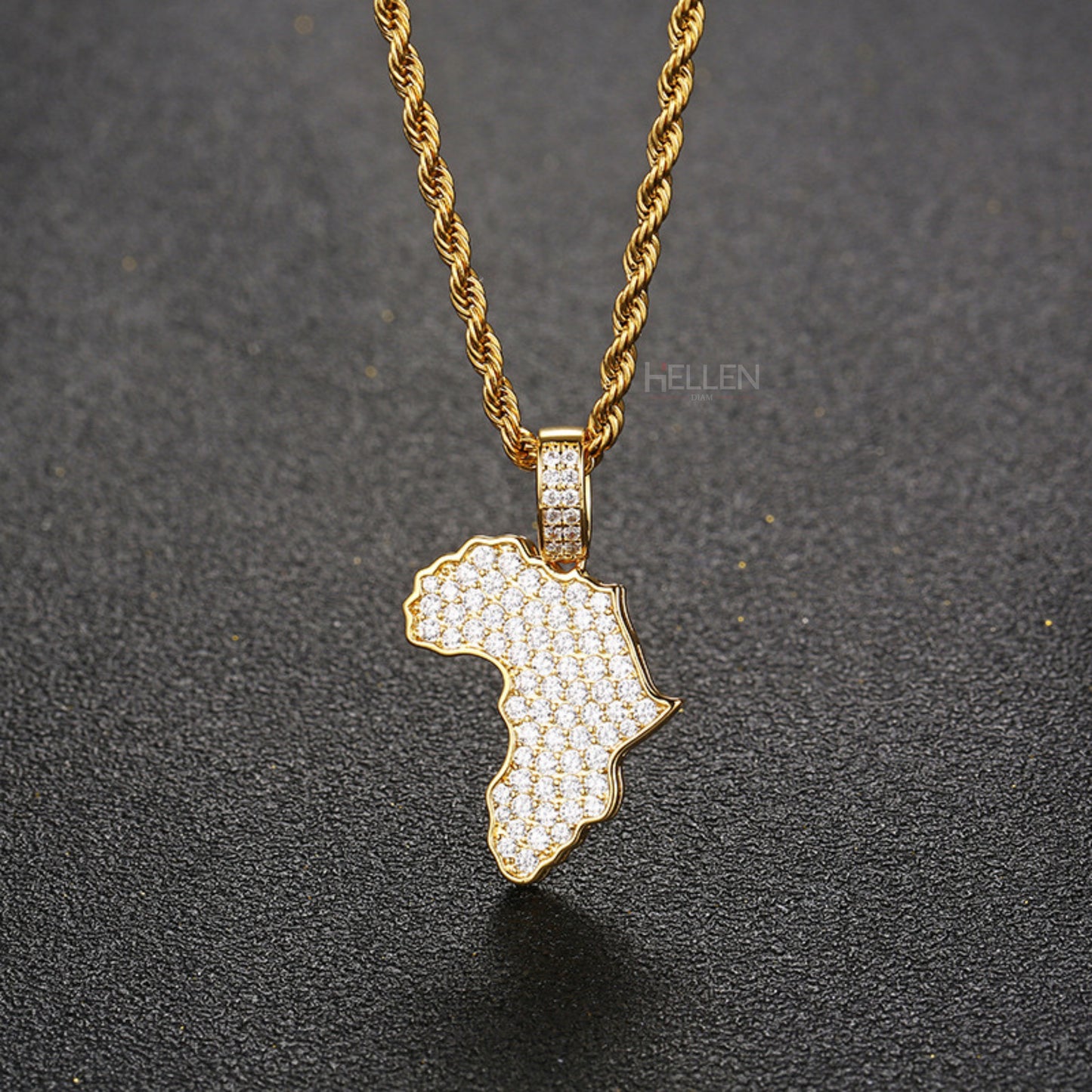 Iced Out Africa Map Pendant With Chain For Him