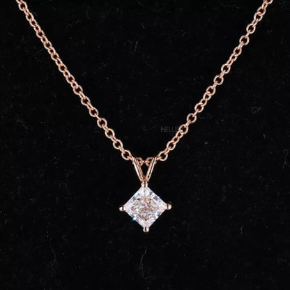 Princess Cut 4  Prong Dual Loop Solitaire Moissanite Necklace