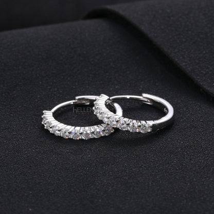 Huggies Hoops With Round Cut Moissanite Earring