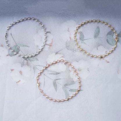 Round Cut Moissanite Bezel Setting Loose Linking Bracelet