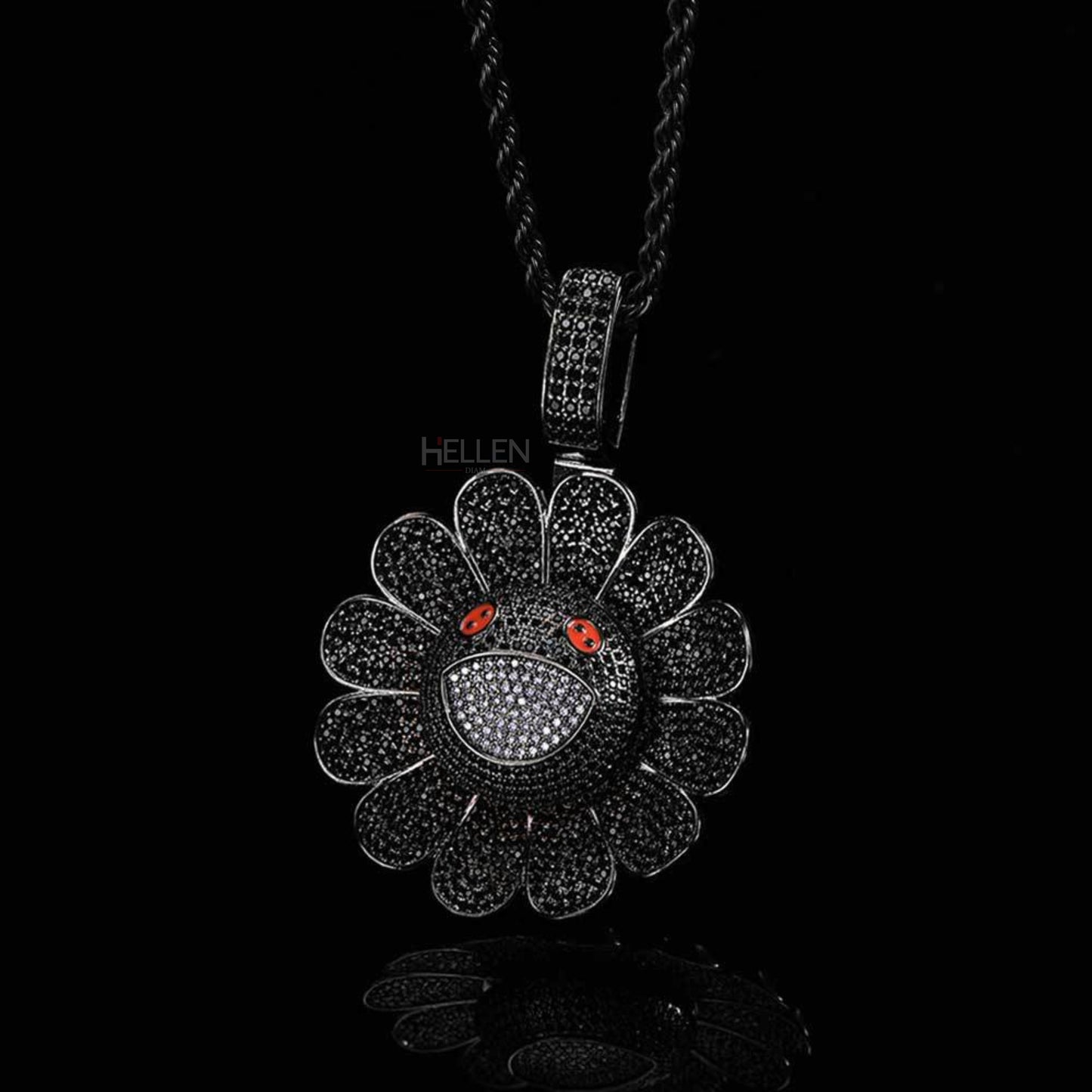 Blooming Spinning Sun Flower Pendant With Mixed Stones