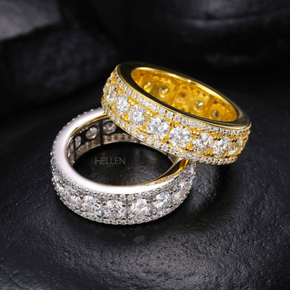 Iced-out VVS moissanite eternity band for men – brilliant luxury hip-hop ring for everyday wear

