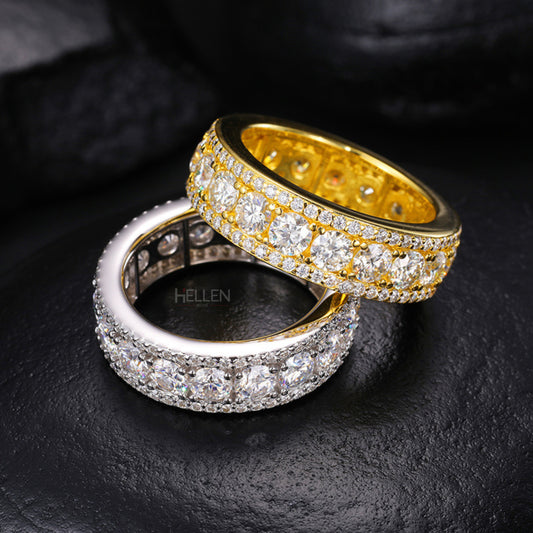 Iced-out VVS moissanite eternity band for men – brilliant luxury hip-hop ring for everyday wear

