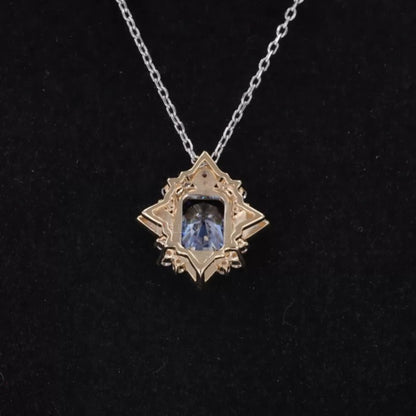 Spirit Flower Blue Radiant Cut Sapphire Gemstone Necklace