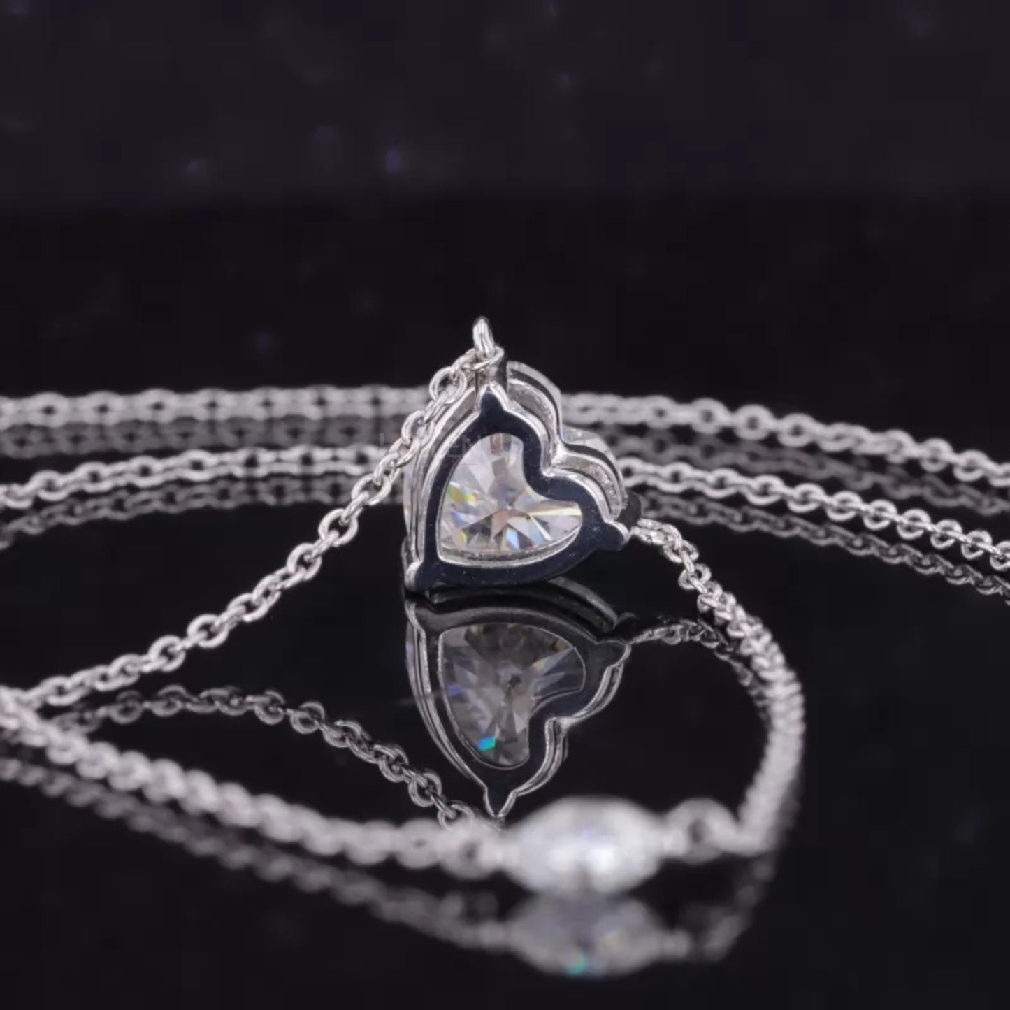 Heart Cut Solitaire And Marquis Cut Moissanite On Chain Necklace