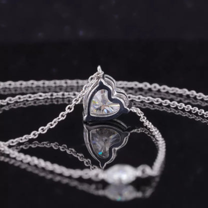 Heart Cut Solitaire And Marquis Cut Moissanite On Chain Necklace