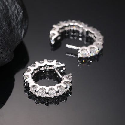 Eternity Hoops Earrings With Round Cut Moissanite for Men's