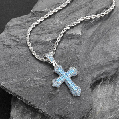 Hip Hop Crossed Pendent With Gemstone And Moissanites of You Choice