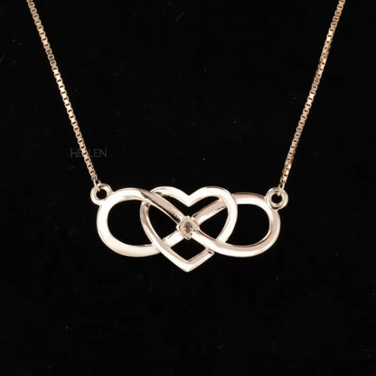Infinity & Heart Minimalist Moissanite Necklace For Everyday