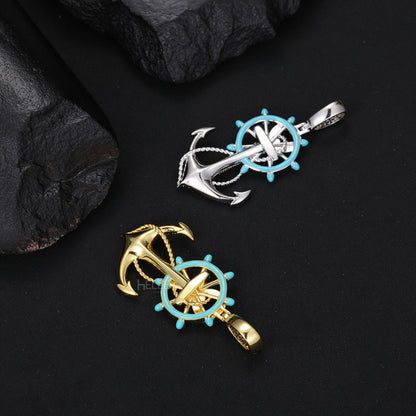Glow In The Dark Ship Anchor And Wheel Pirates Pendant