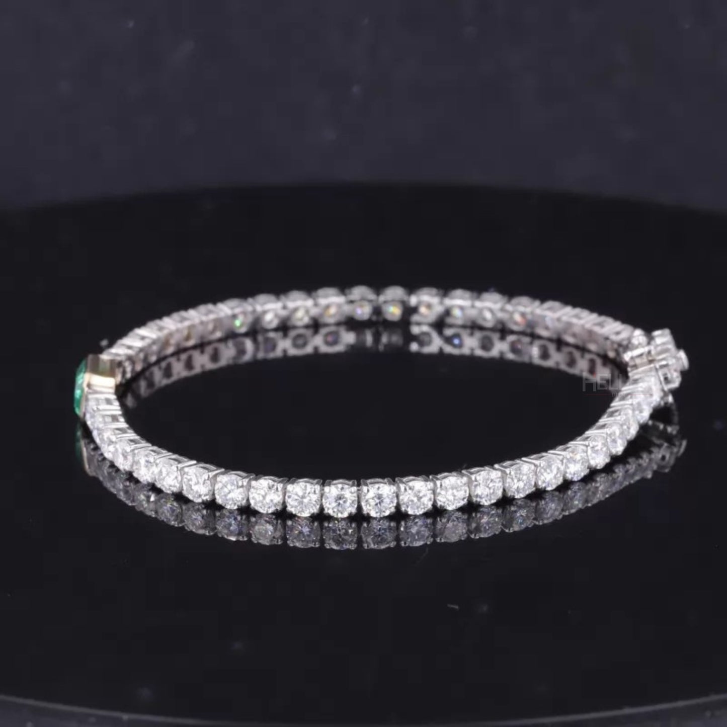 Trendy Round Cut Moissanite & Emerald Gemstone Tennis Bracelet