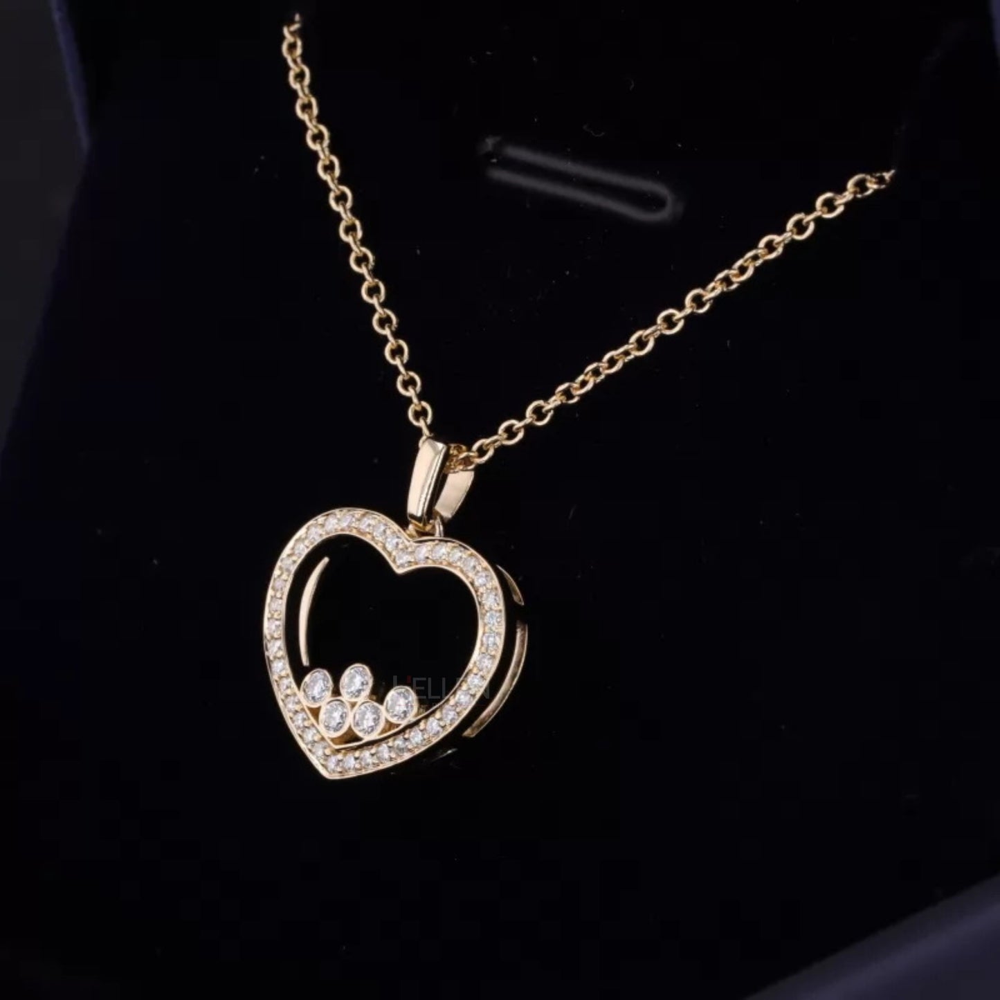 Round Cut Bezel Moissanite Heart Shape Bridesmaid Necklace