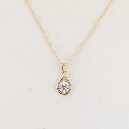 Signature Round Cut Solitaire Twisted Hoop Necklace
